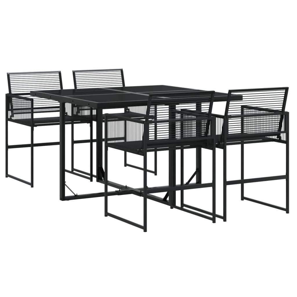 vidaXL 5-tlg. Garten-Essgruppe Schwarz Poly Rattan
