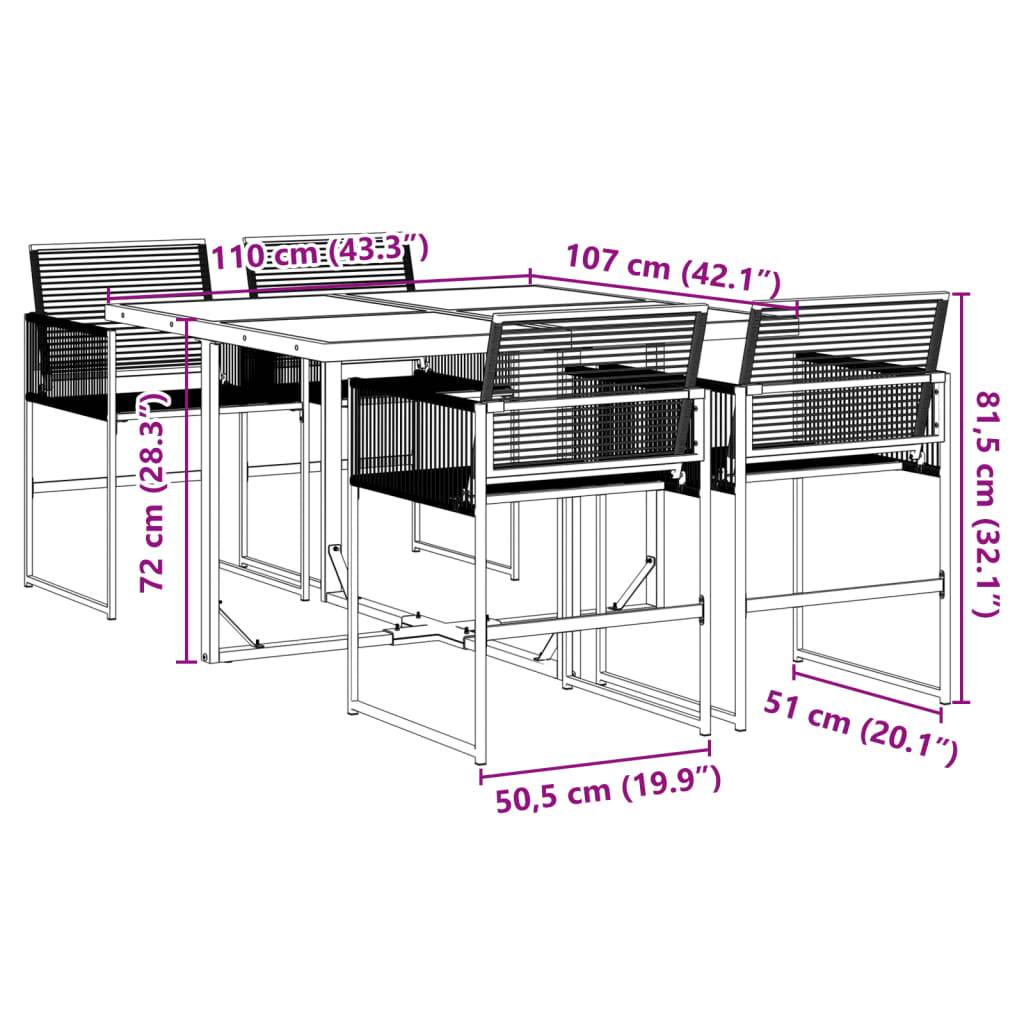 vidaXL 5-tlg. Garten-Essgruppe Schwarz Poly Rattan