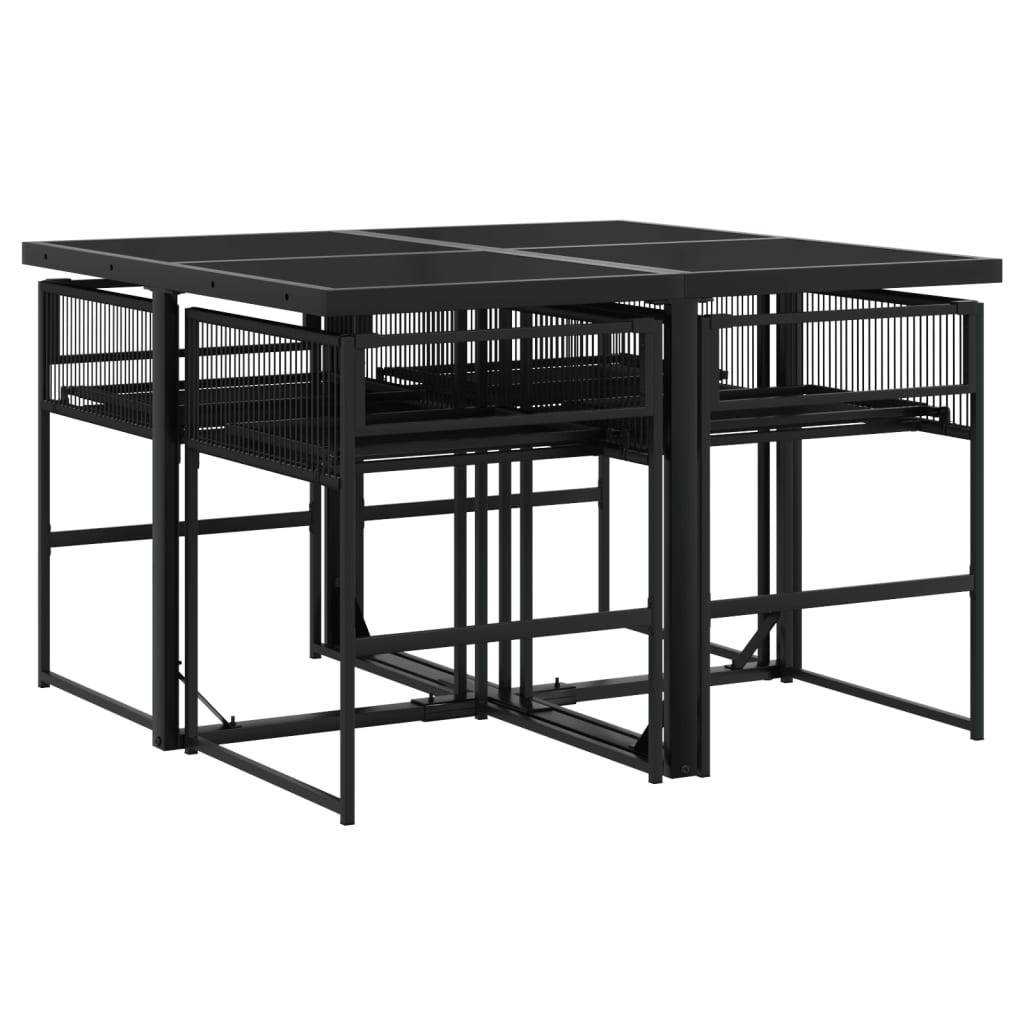 vidaXL 5-tlg. Garten-Essgruppe Schwarz Poly Rattan