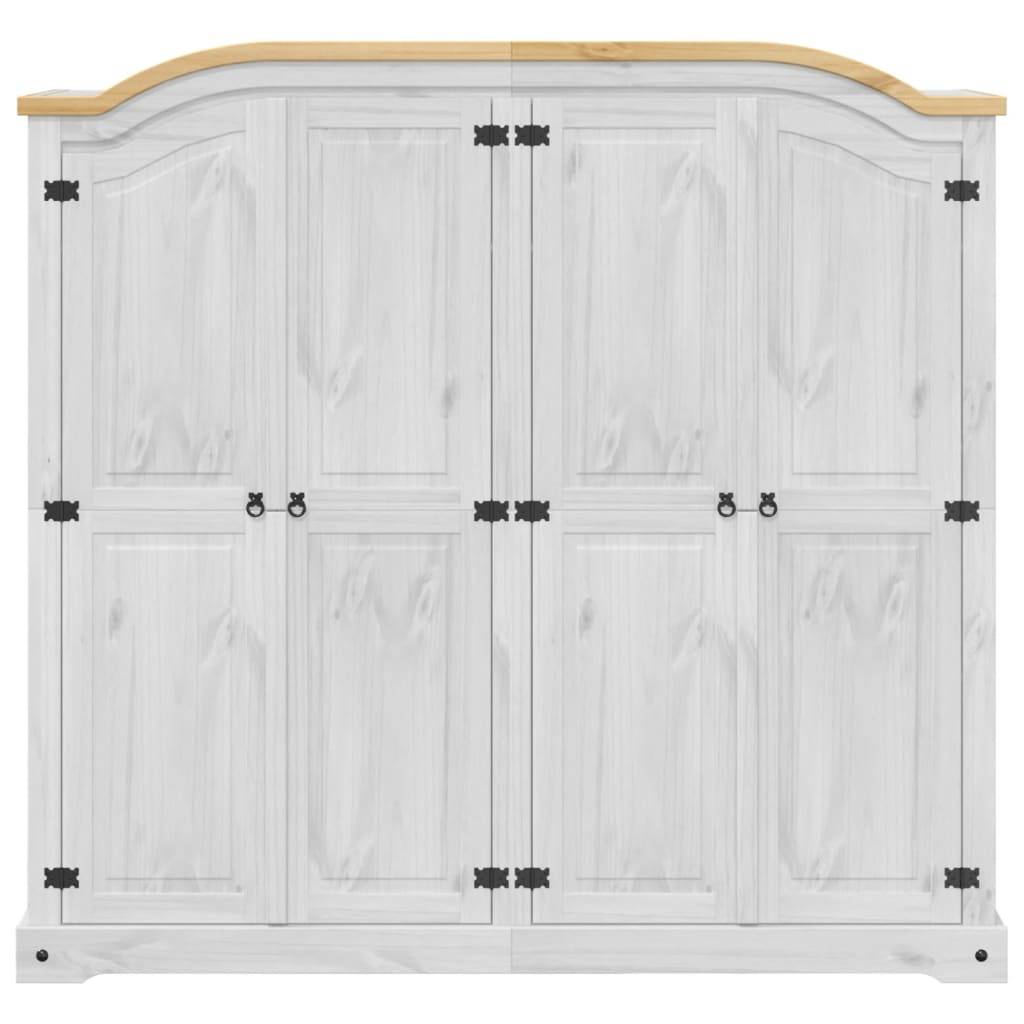 vidaXL Kleiderschrank Corona Weiß 194x52x186 cm Massivholz Kiefer