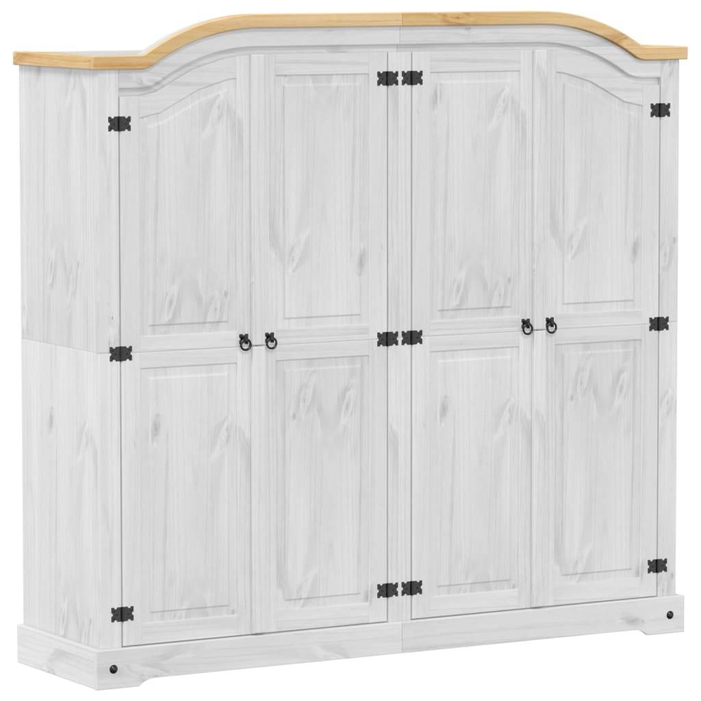 vidaXL Kleiderschrank Corona Weiß 194x52x186 cm Massivholz Kiefer