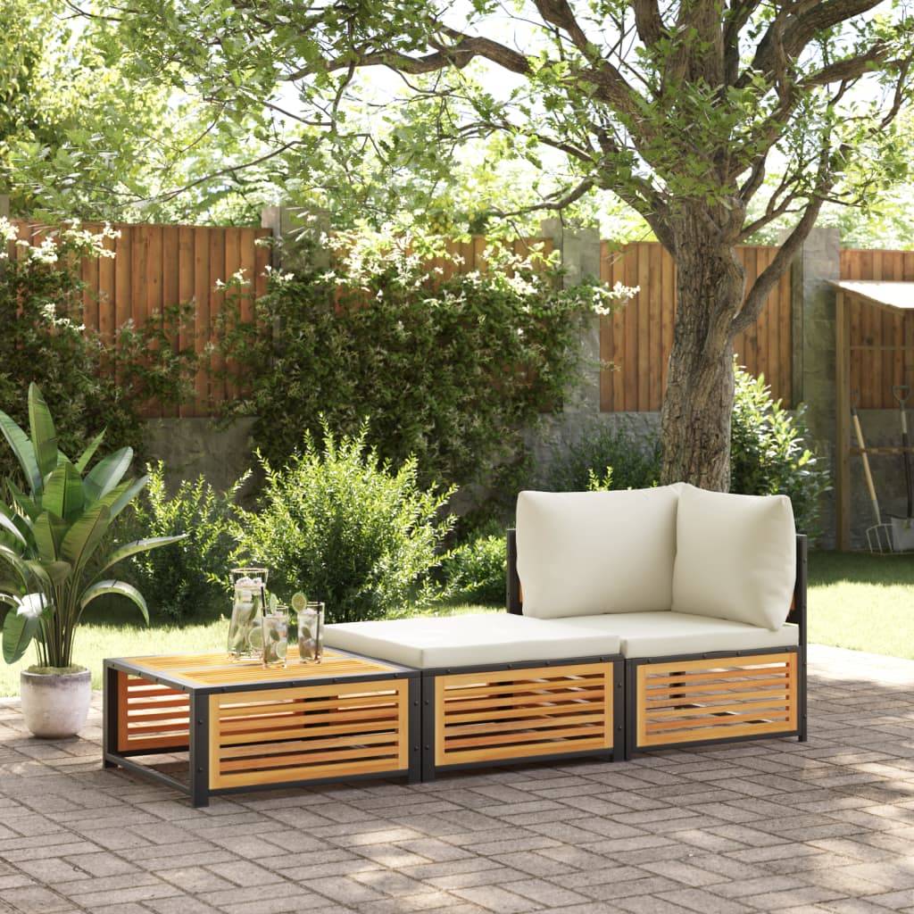 vidaXL Gartentisch mit Hocker Massivholz Akazie