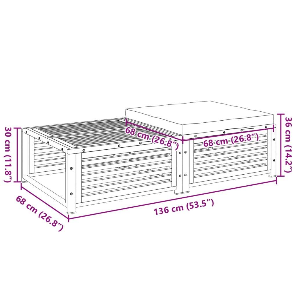 vidaXL Gartentisch mit Hocker Massivholz Akazie