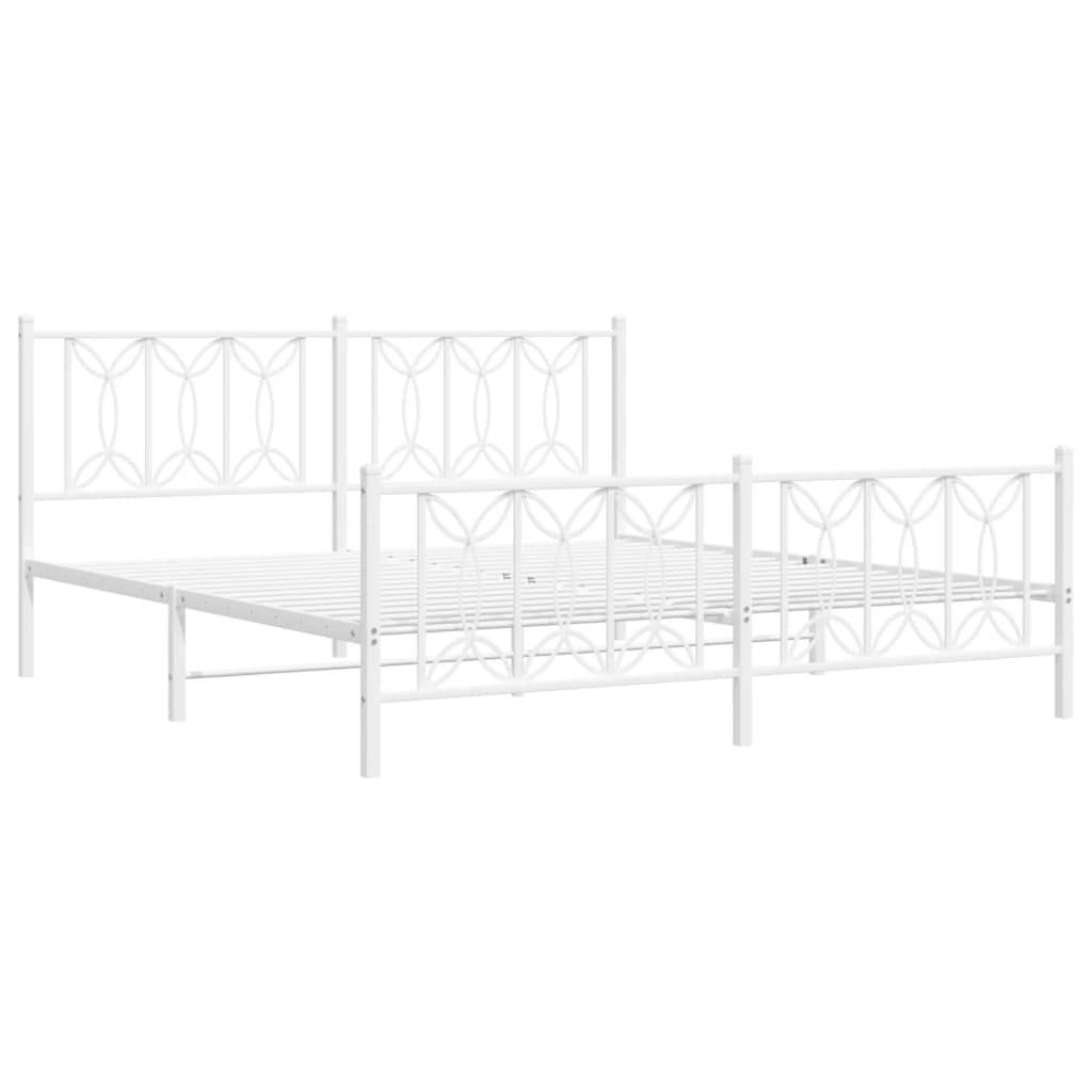 vidaXL Bettgestell mit Kopf- und Fußteil Metall Weiß 180x200 cm