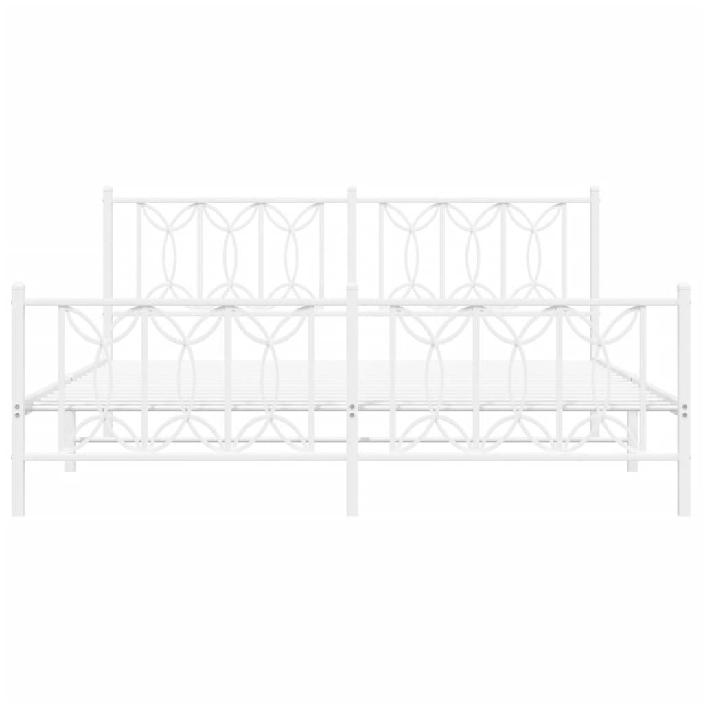 vidaXL Bettgestell mit Kopf- und Fußteil Metall Weiß 180x200 cm
