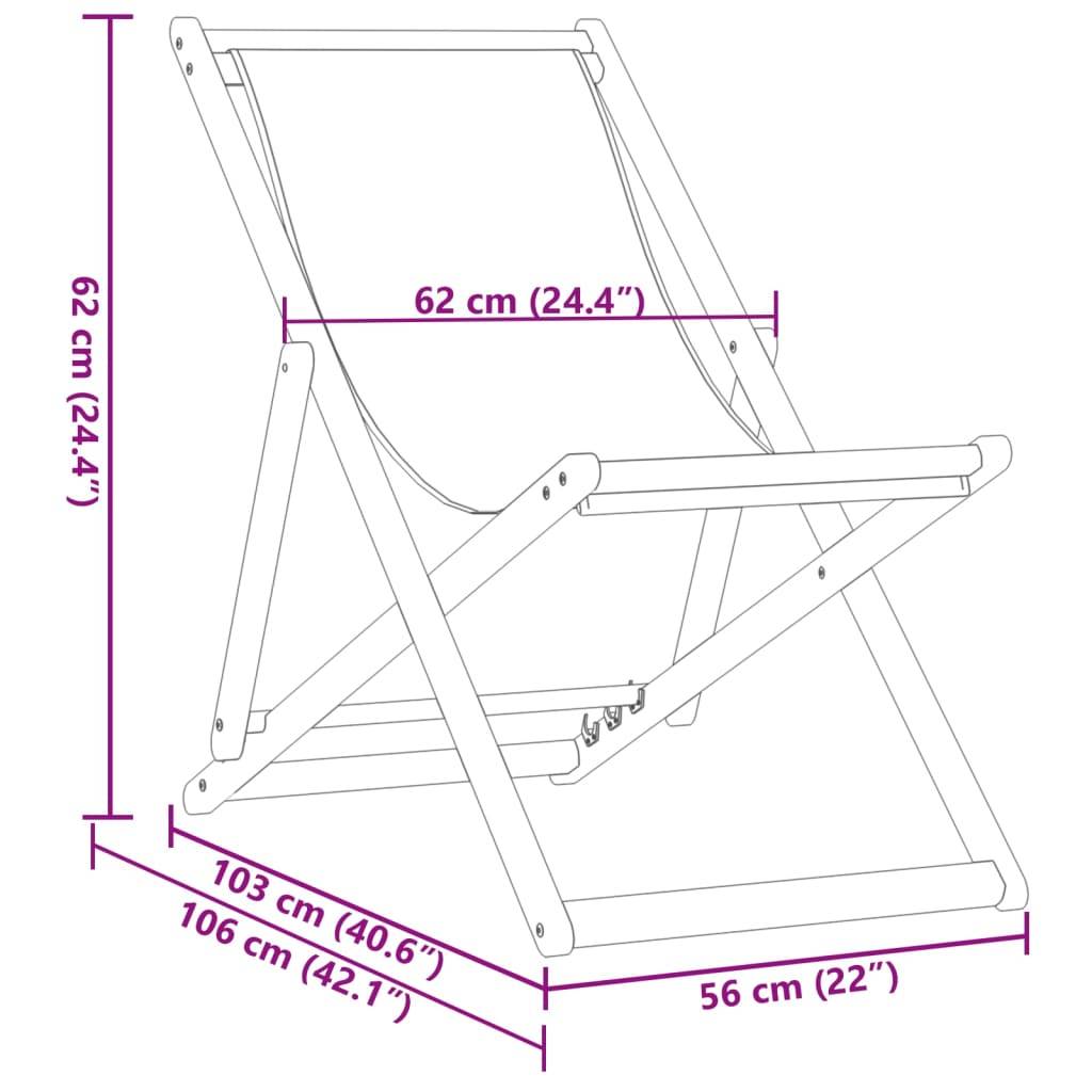 vidaXL Strandstühle 2 Stk. Klappbar Taupe Stoff und Massivholz