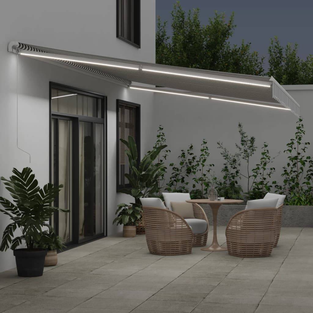 vidaXL Markise Manuell mit LED Anthrazit & Weiß 600x350 cm
