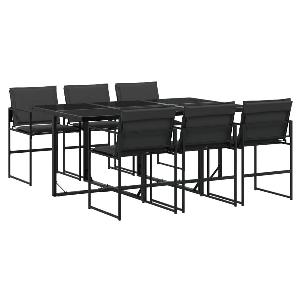 vidaXL 7-tlg. Garten-Essgruppe mit Kissen Schwarz Textilene