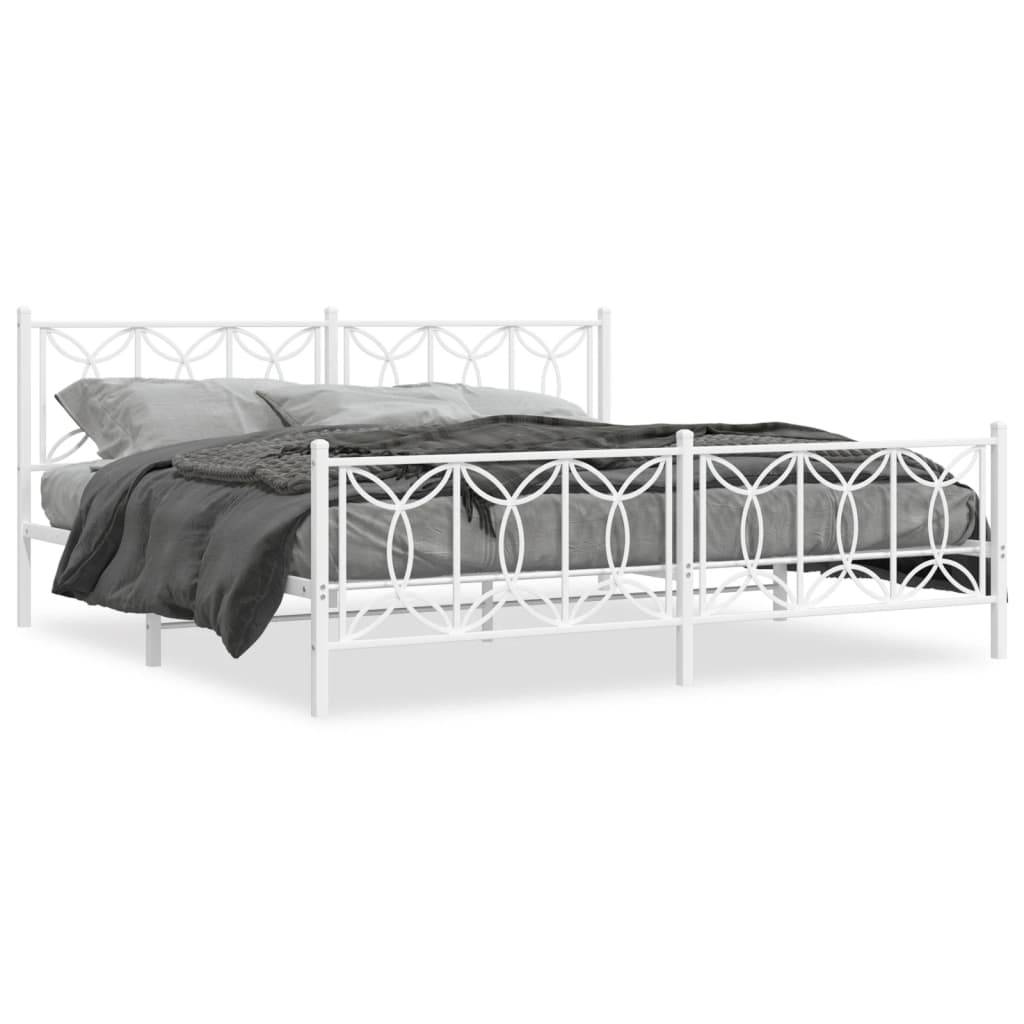 vidaXL Bettgestell mit Kopf- und Fußteil Metall Weiß 200x200 cm