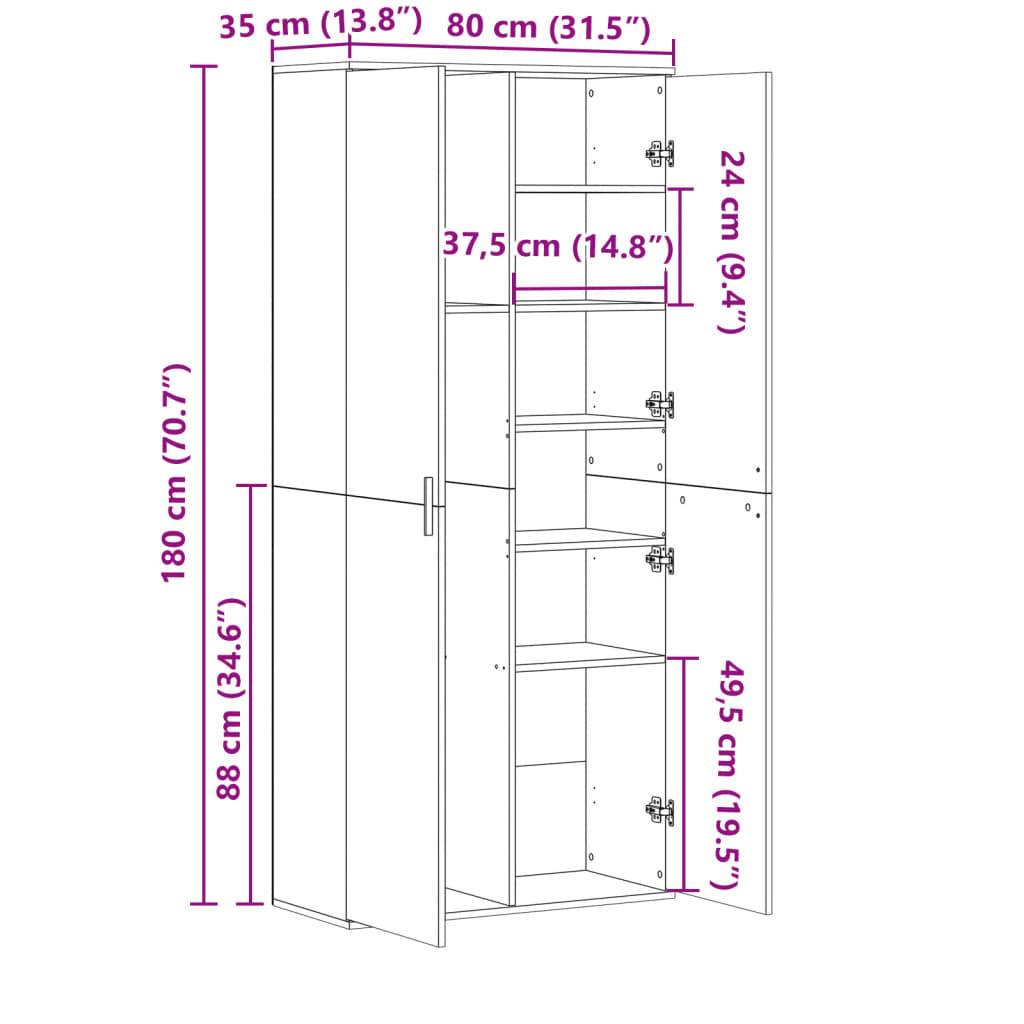 vidaXL Highboard Weiß 80x35x180 cm Holzwerkstoff