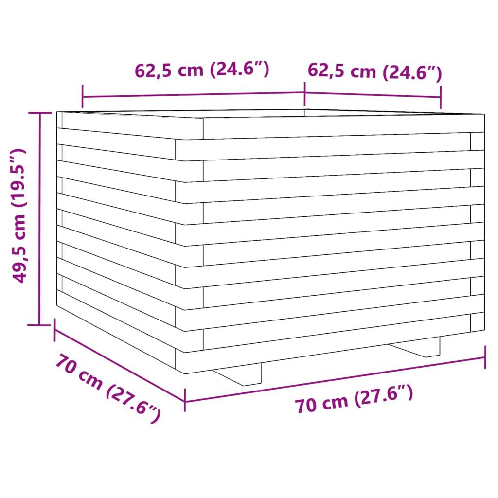 vidaXL Pflanzkübel Weiß 70x70x49,5 cm Massivholz Kiefer