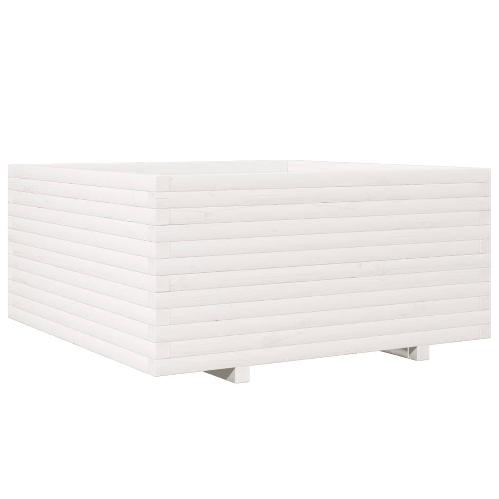 vidaXL Pflanzkübel Weiß 100x100x49,5 cm Massivholz Kiefer