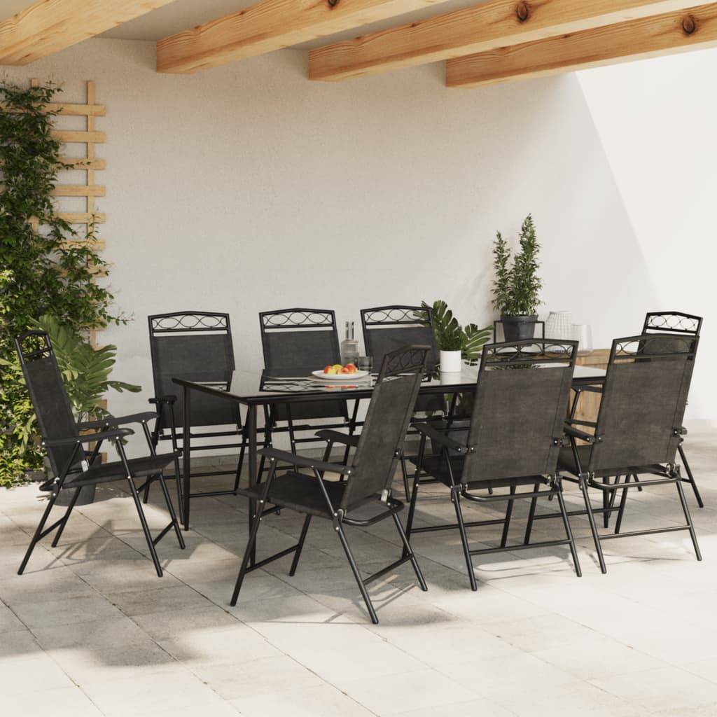 vidaXL Klappbare Gartenstühle 8 Stk. Graumeliert Stahl und Textilene