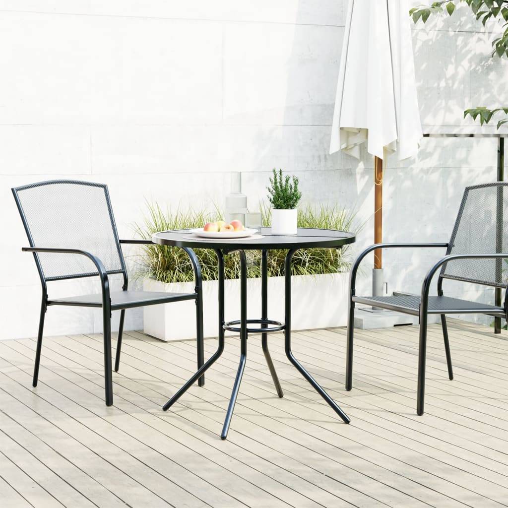 vidaXL Terrassentisch Rund Anthrazit Pulverbeschichteter Stahl