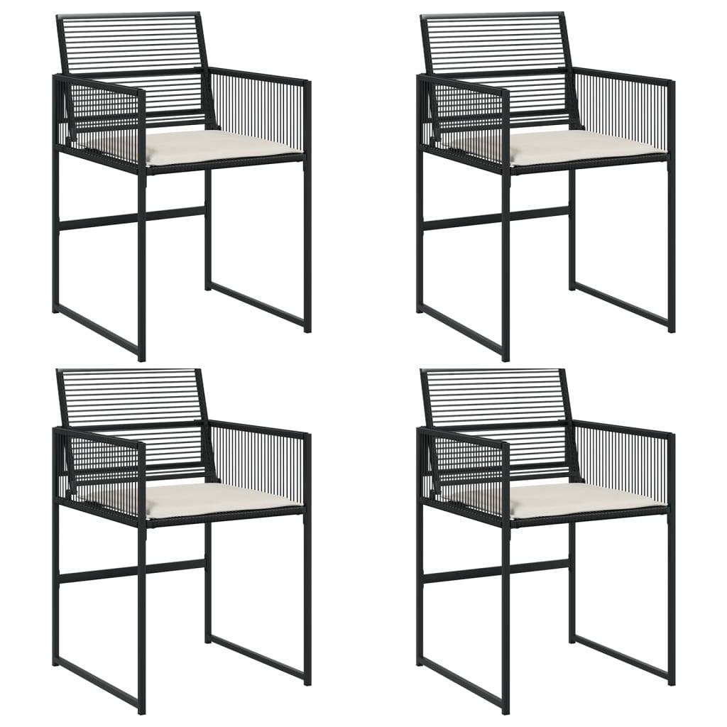 vidaXL Gartenstühle mit Kissen 4 Stk. Schwarz Poly Rattan