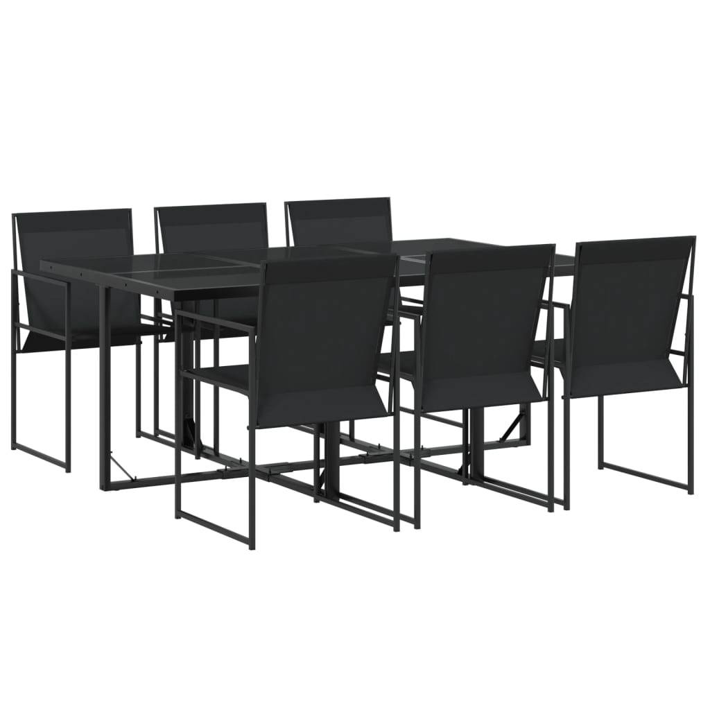 vidaXL 7-tlg. Garten-Essgruppe Schwarz Textilene