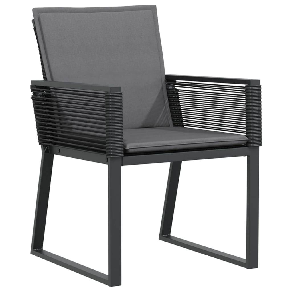 vidaXL Gartenstühle mit Kissen 4 Stk. Schwarz Poly Rattan