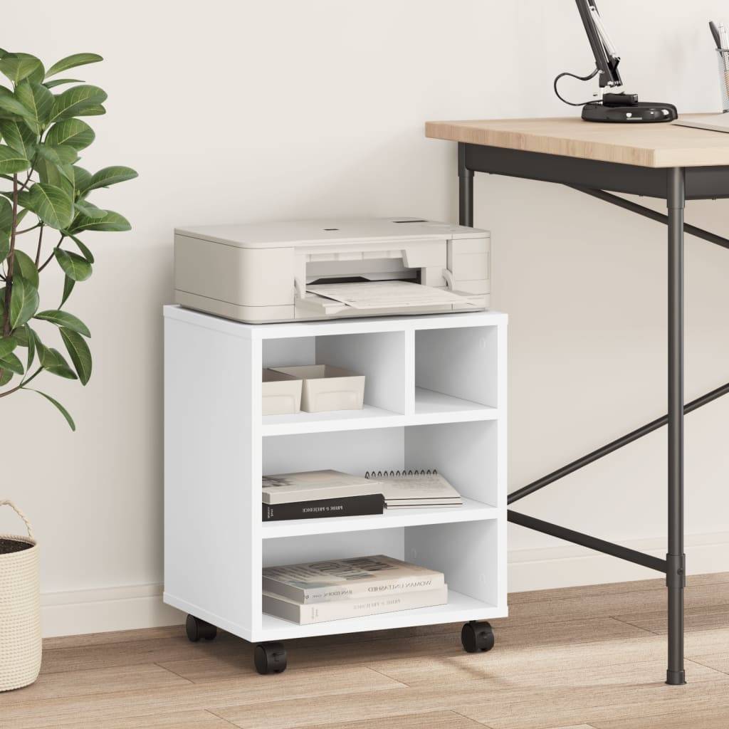 vidaXL Druckerständer mit Rollen Weiß 41x32x48 cm