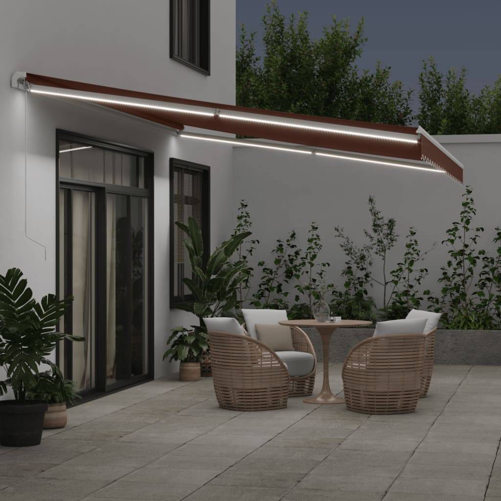 vidaXL Markise Manuell mit LED Braun 500x300 cm