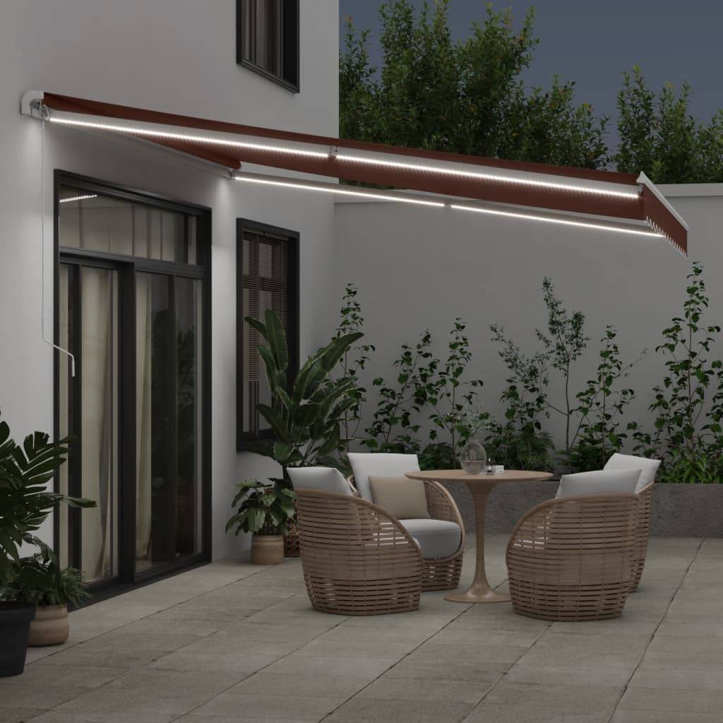 vidaXL Markise Manuell mit LED Braun 400x350 cm