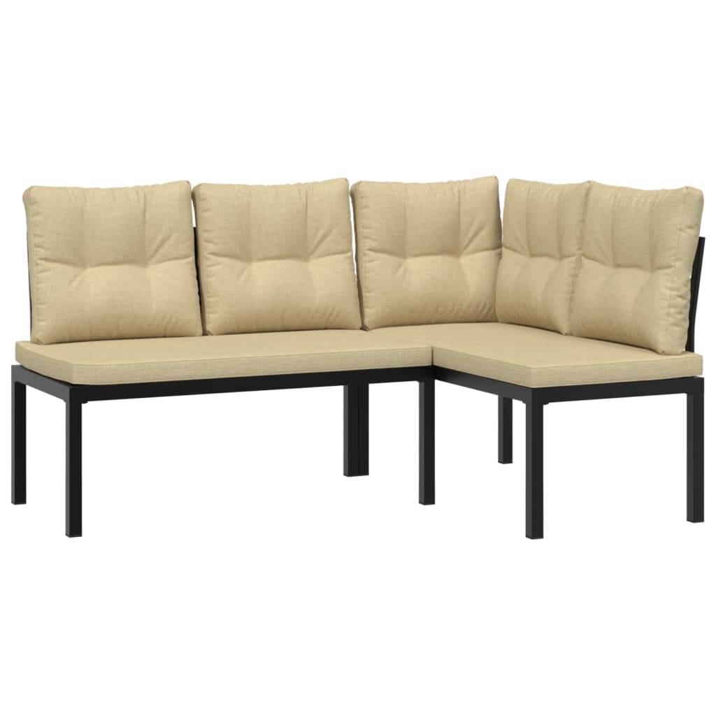 vidaXL 5-tlg. Garten-Sofagarnitur mit Kissen Schwarz Stahl