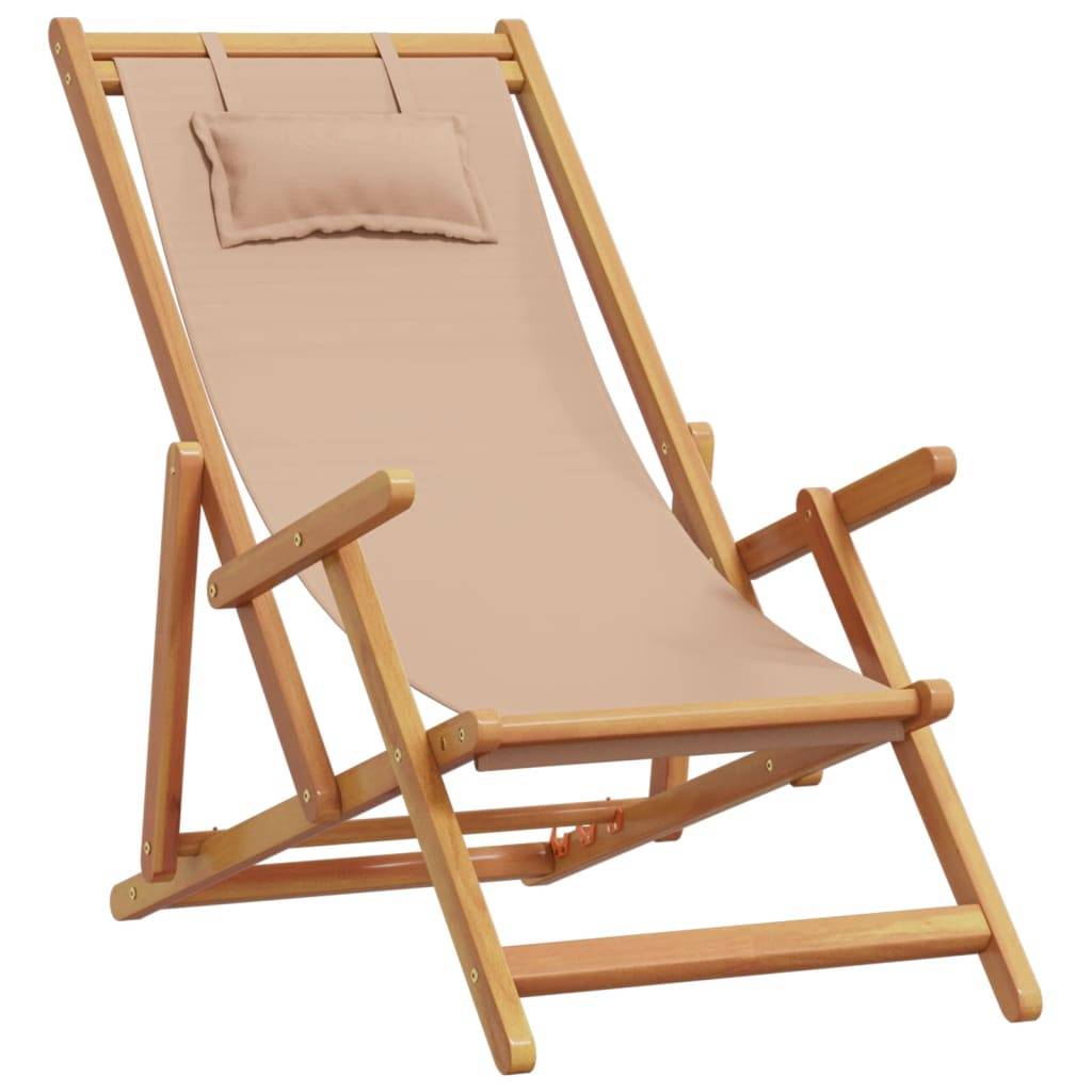 vidaXL Strandstühle 2 Stk. Klappbar Taupe Stoff und Massivholz