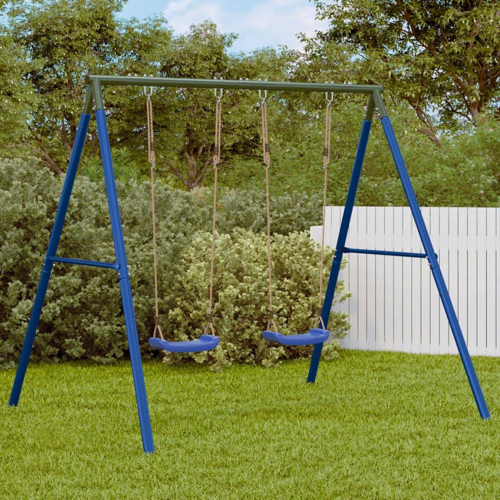 vidaXL Schaukelgestell mit 4 Haken Blau Stahl