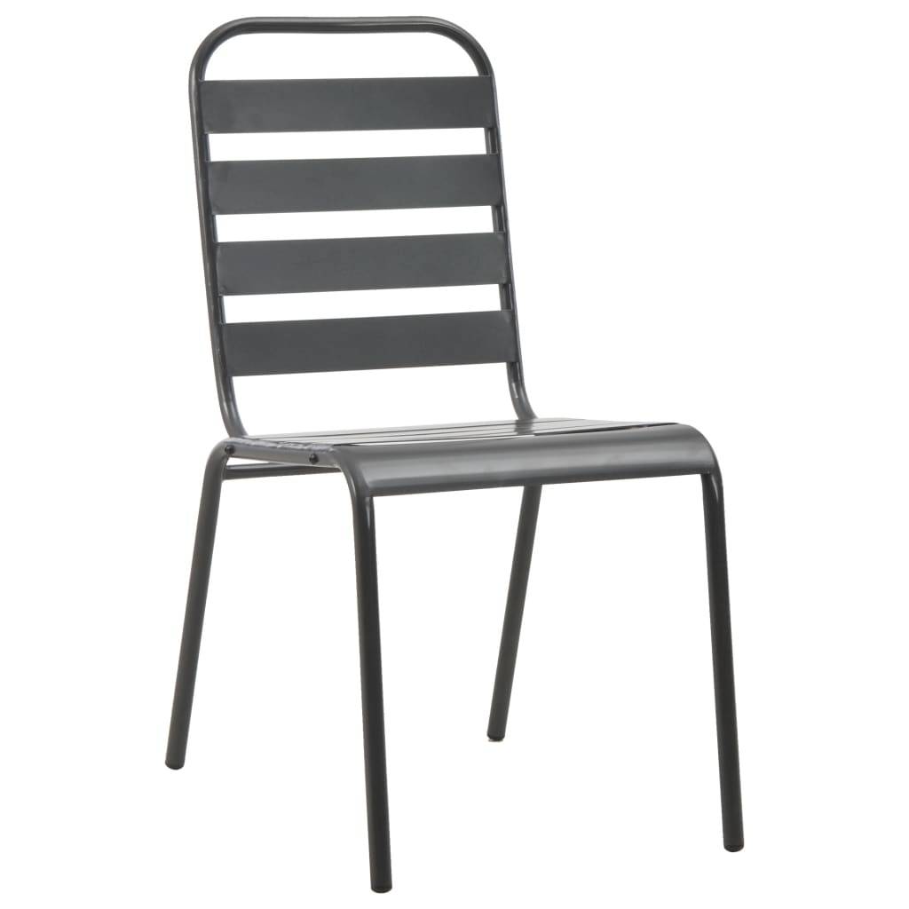 vidaXL Gartenstuhl-Set 3-tlg. Stapelbar Pulverbeschichteter Stahl