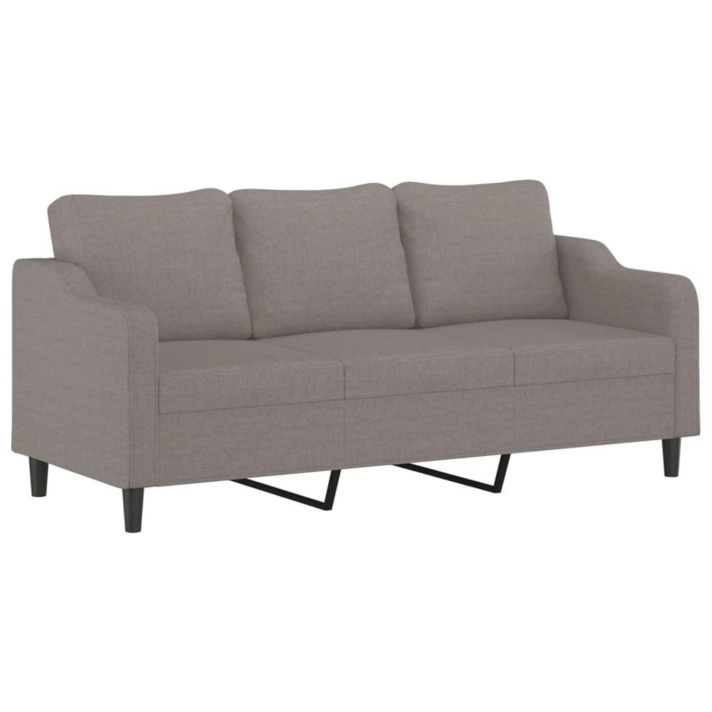 vidaXL 3-Sitzer-Sofa mit Hocker Taupe 180 cm Stoff