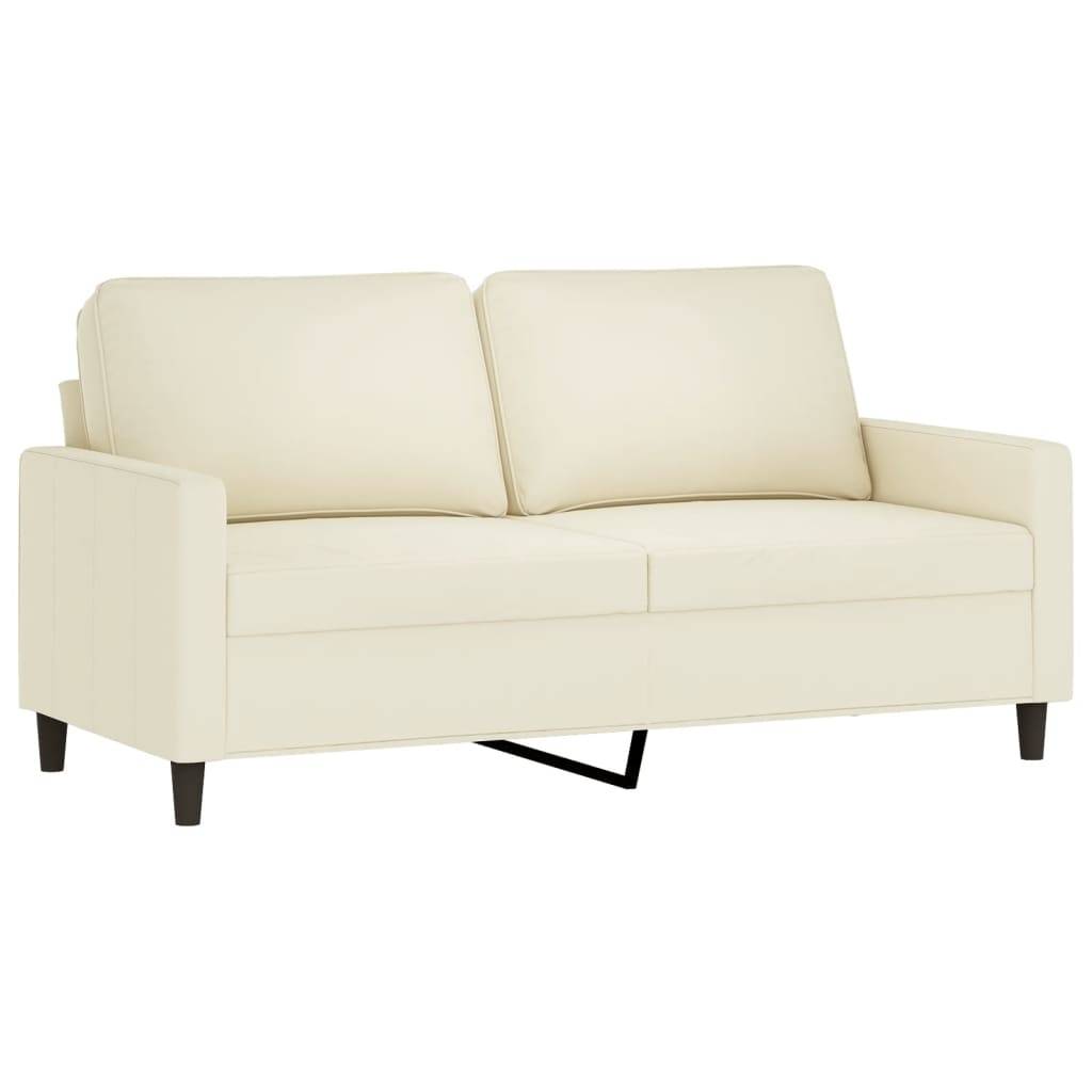 vidaXL 3-tlg. Sofagarnitur mit Kissen Creme Samt