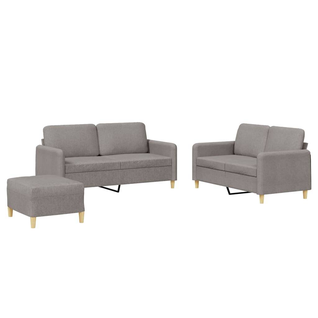 vidaXL 3-tlg. Sofagarnitur mit Kissen Taupe Stoff