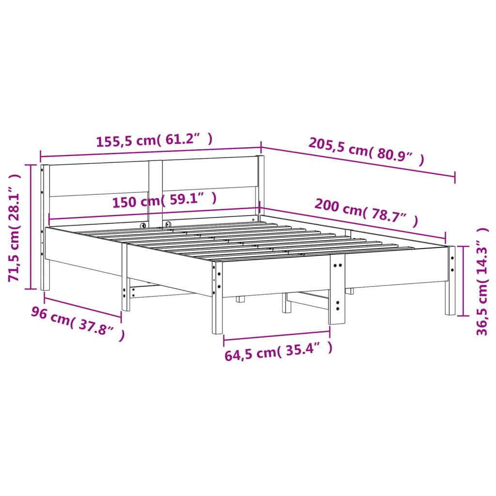 vidaXL Massivholzbett ohne Matratze Weiß 150x200 cm Kiefernholz
