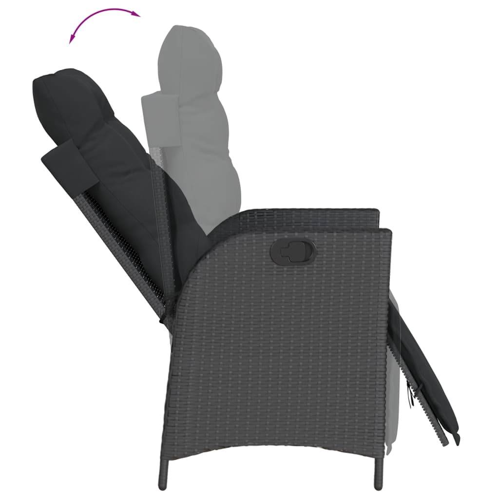 vidaXL 5-tlg. Garten-Essgruppe mit Kissen Schwarz Poly Rattan