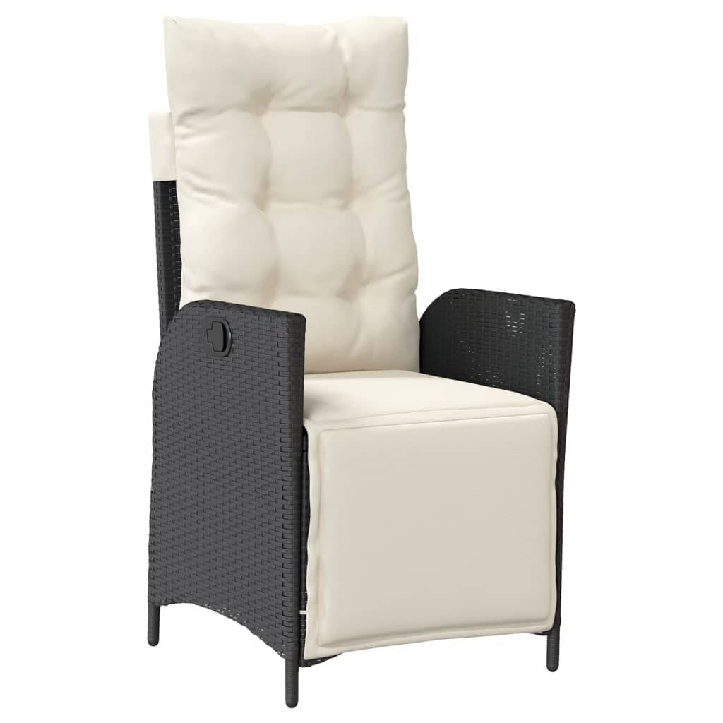 vidaXL 3-tlg. Garten-Essgruppe mit Kissen Schwarz Poly Rattan