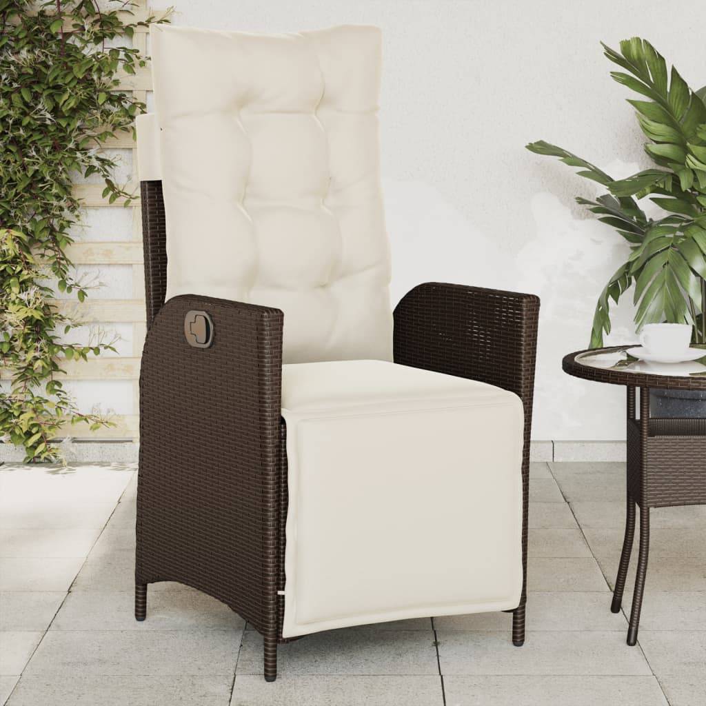 vidaXL Gartensessel mit Fußteil 2 Stk. Verstellbar Braun Poly Rattan