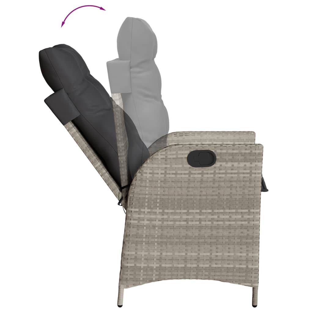 vidaXL 5-tlg. Garten-Essgruppe mit Kissen Hellgrau Poly Rattan