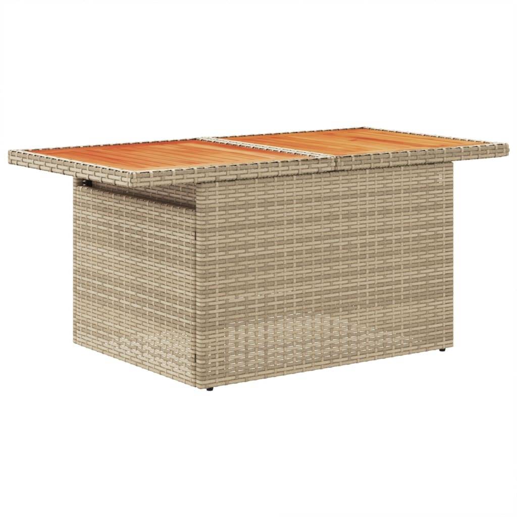 vidaXL Gartentisch Beige 100x55x73 cm Poly Rattan und Akazienholz