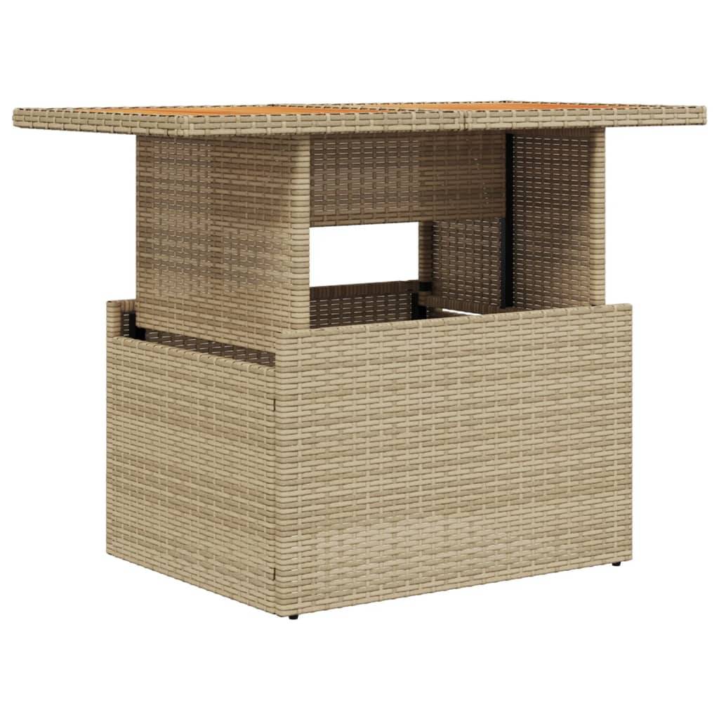 vidaXL Gartentisch Beige 100x55x73 cm Poly Rattan und Akazienholz