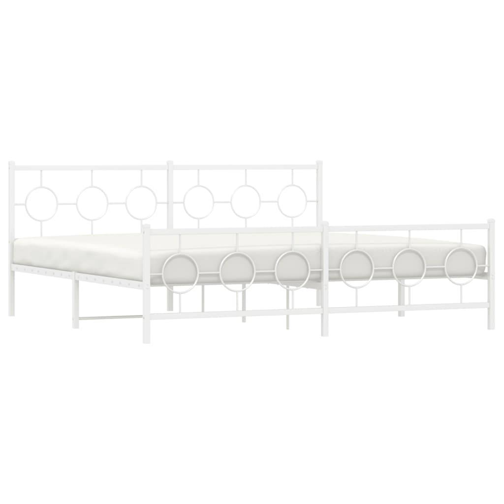 vidaXL Bettgestell mit Kopf- und Fußteil Metall Weiß 200x200 cm