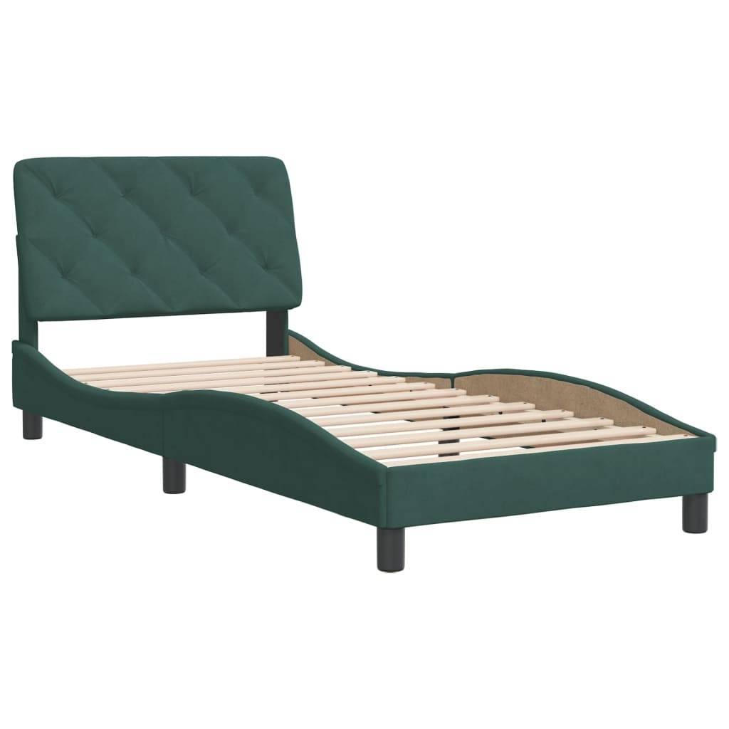 vidaXL Bettgestell ohne Matratze Dunkelgrün 90x190 cm Samt