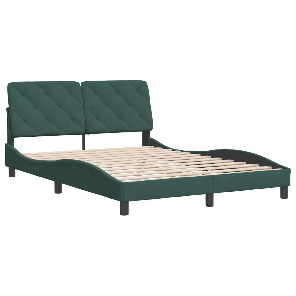 vidaXL Bettgestell ohne Matratze Dunkelgrün 120x200 cm Samt