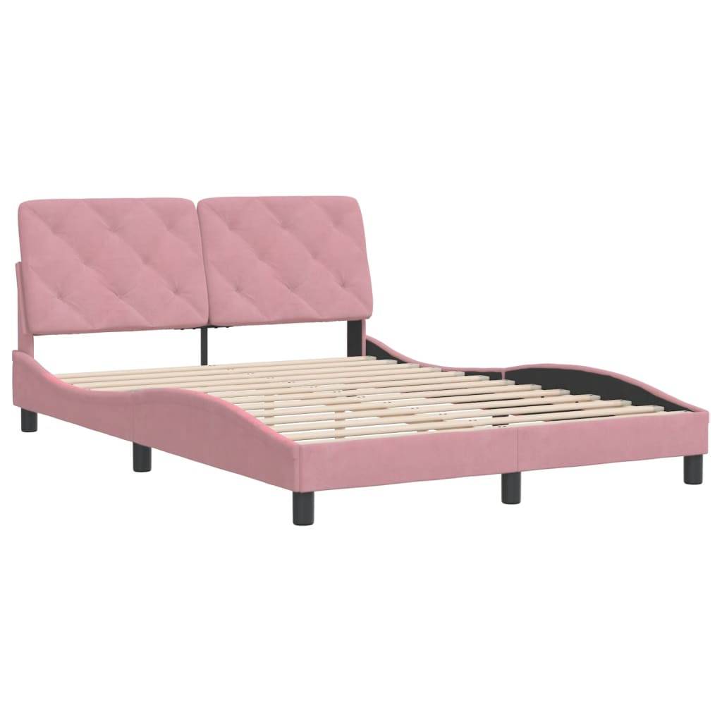 vidaXL Bettgestell ohne Matratze Rosa 140x190 cm Samt