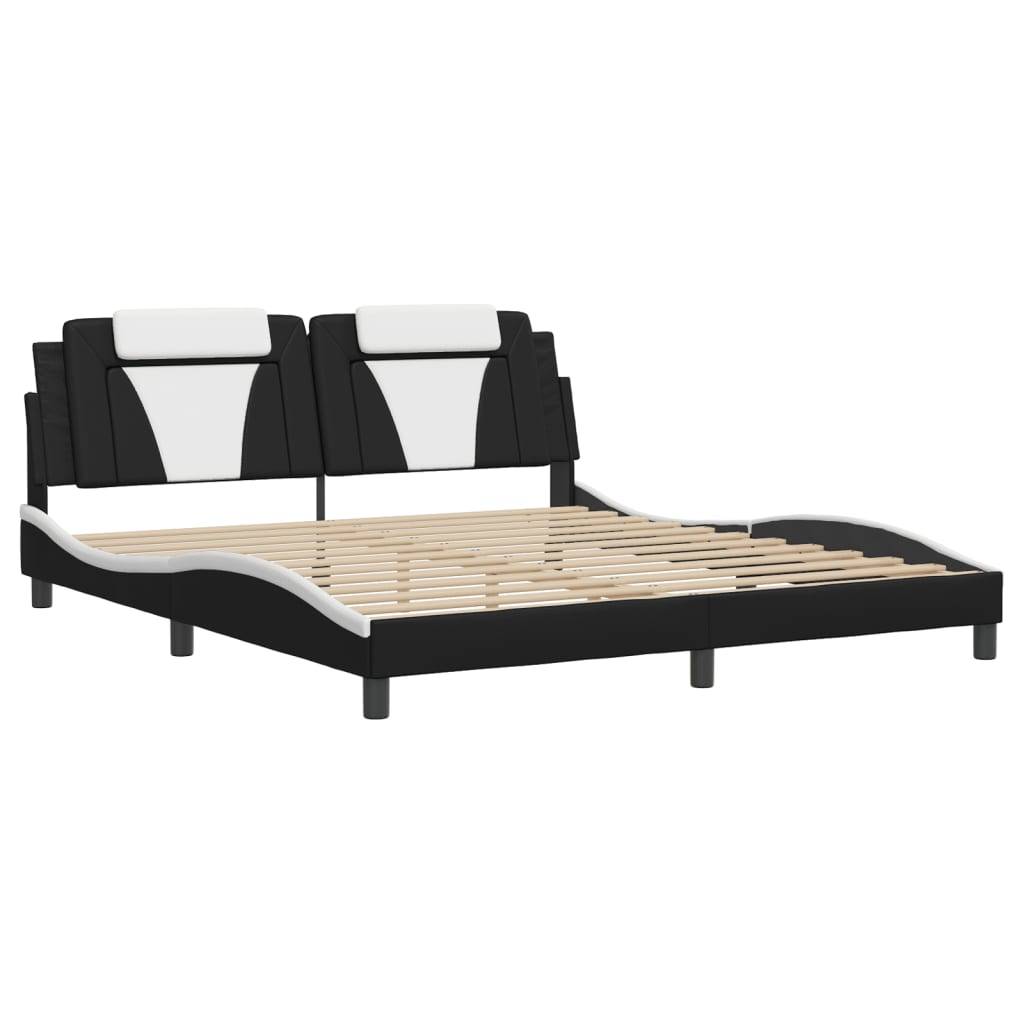 vidaXL Bettgestell "Viana" mit LED ohne Matratze Schwarz und Weiß 180x200 cm Kunstleder