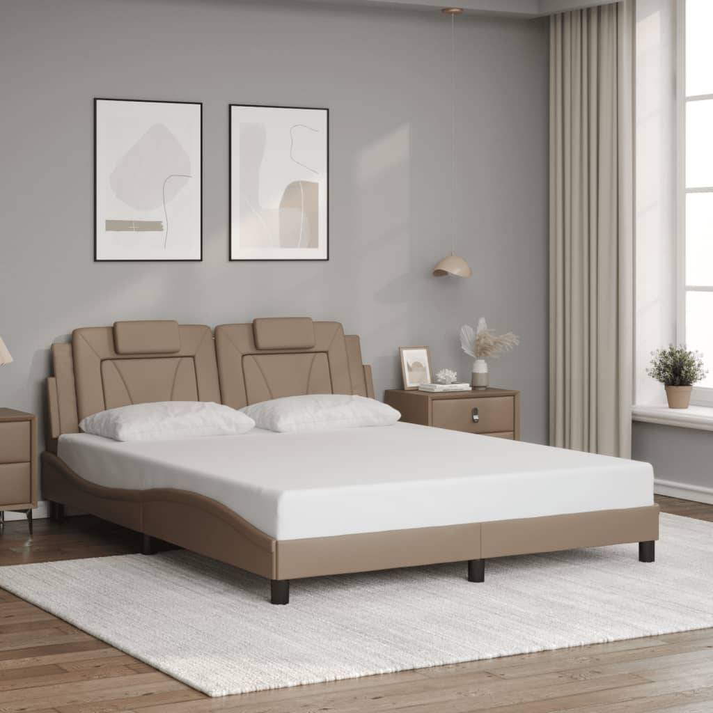 vidaXL Bettgestell "Viana" mit LED ohne Matratze Cappuccino-Braun 160x200 cm Kunstleder