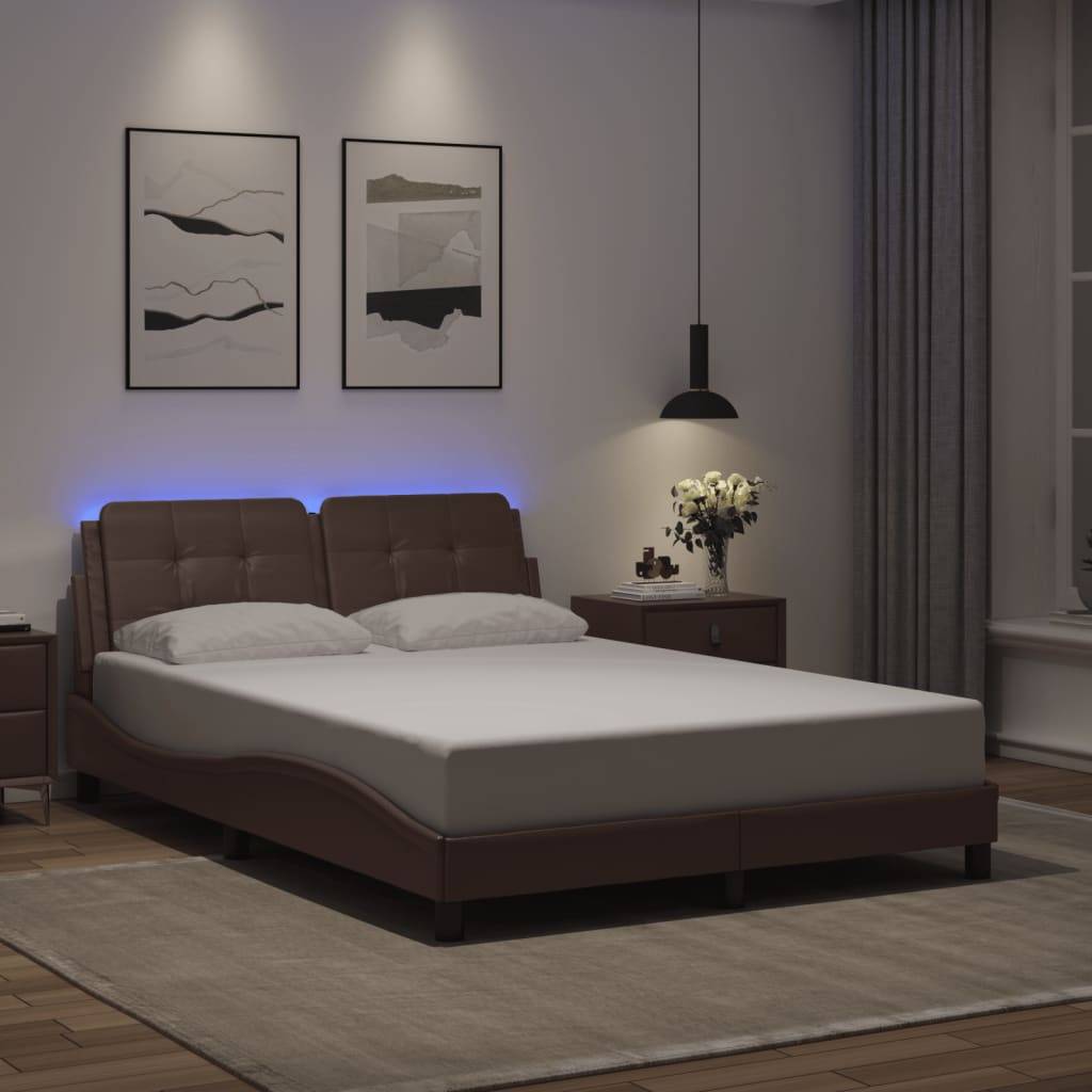 vidaXL Bettgestell mit LED ohne Matratze "Zadar" Grau 120x200 cm Kunstleder