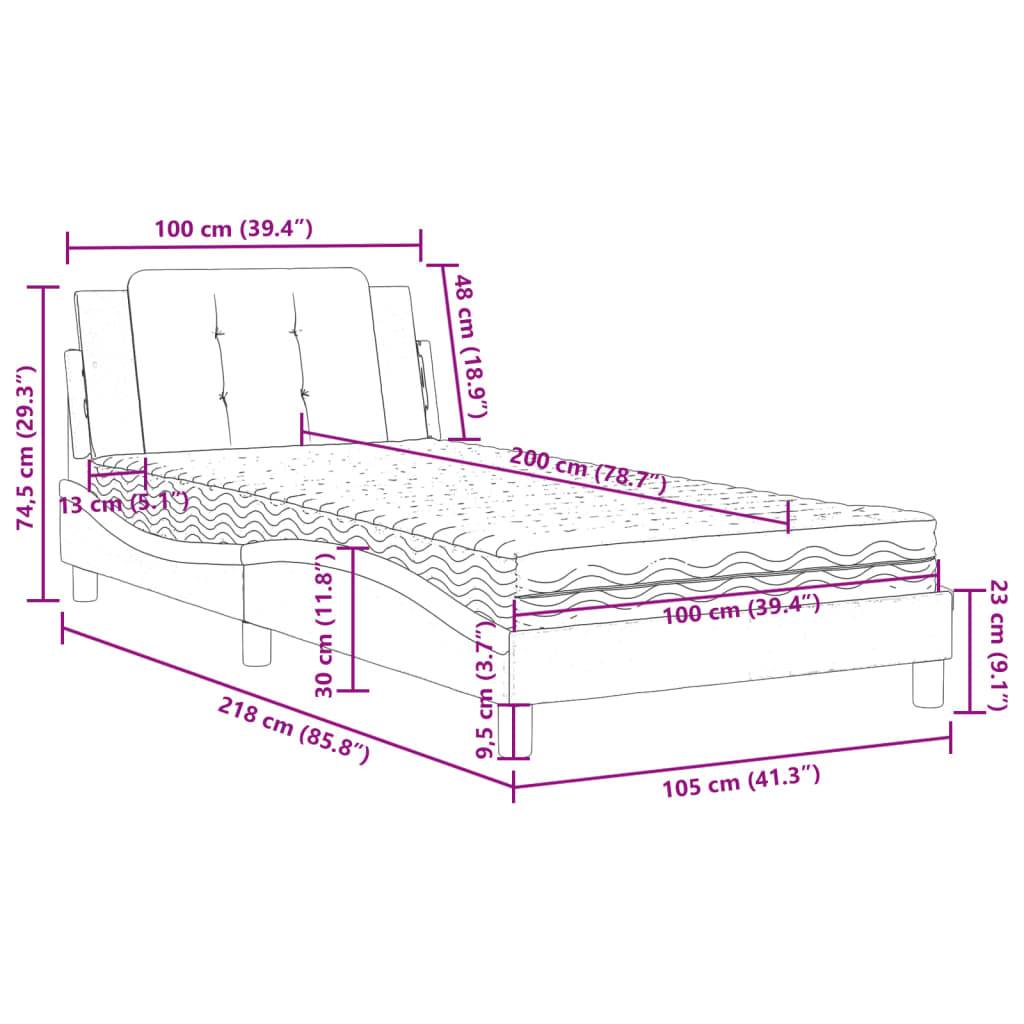 vidaXL Bettgestell ohne Matratze "Zadar" Weiß 100x200 cm Kunstleder