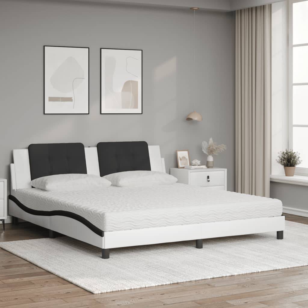 vidaXL Bett mit Matratze "Zadar" Weiß und Schwarz 180x200 cm Kunstleder