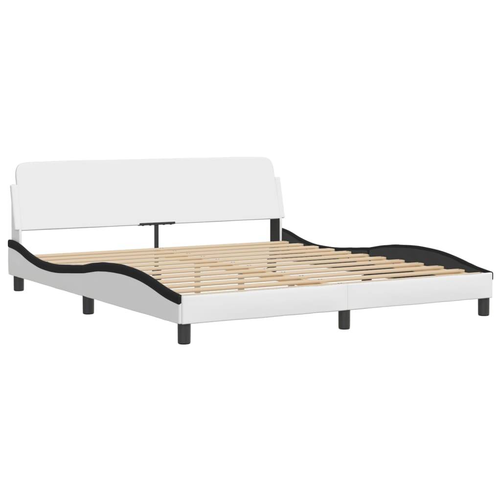 vidaXL Bett mit Matratze "Zadar" Weiß und Schwarz 180x200 cm Kunstleder