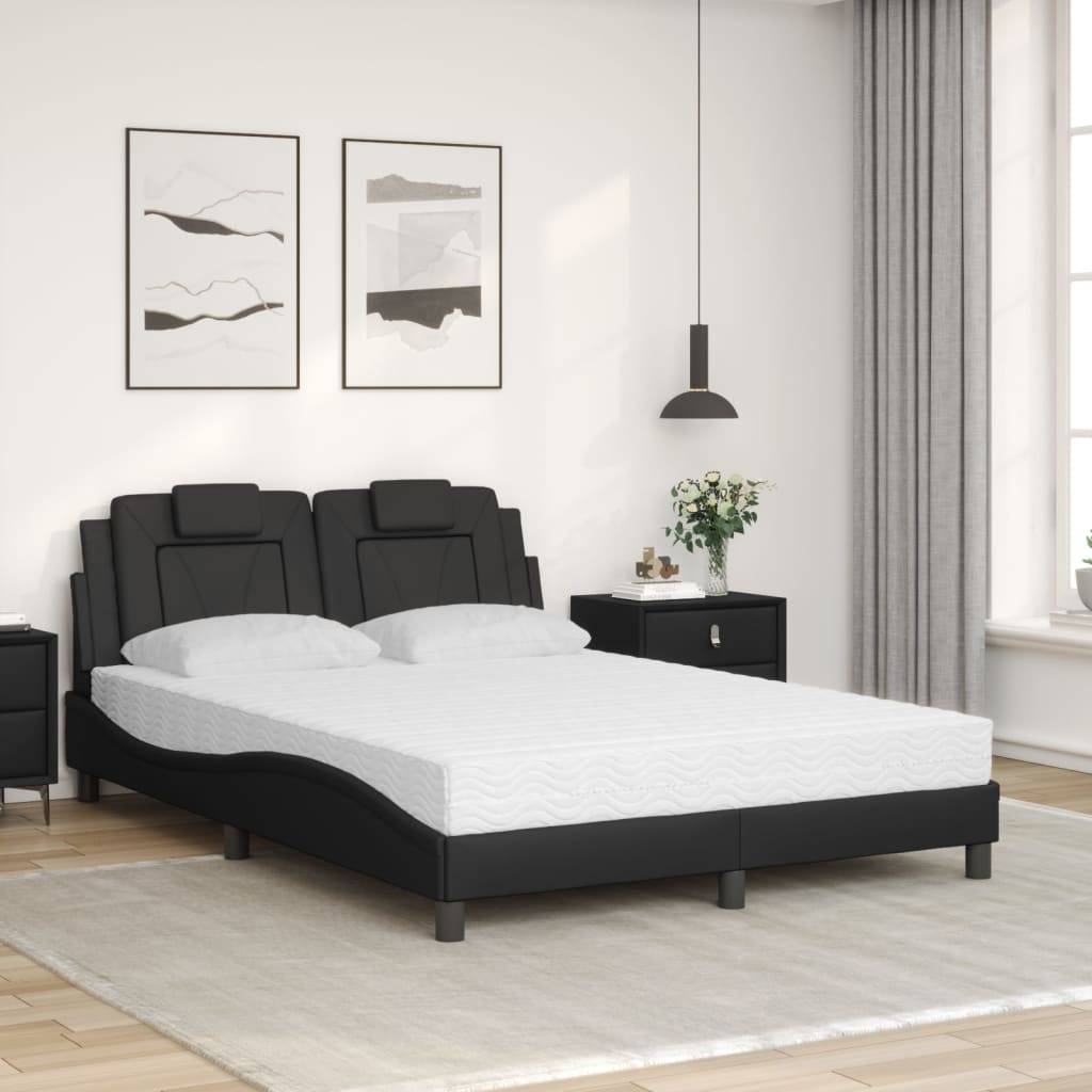 vidaXL Bett "Viana" mit Matratze Schwarz 140x190 cm Kunstleder