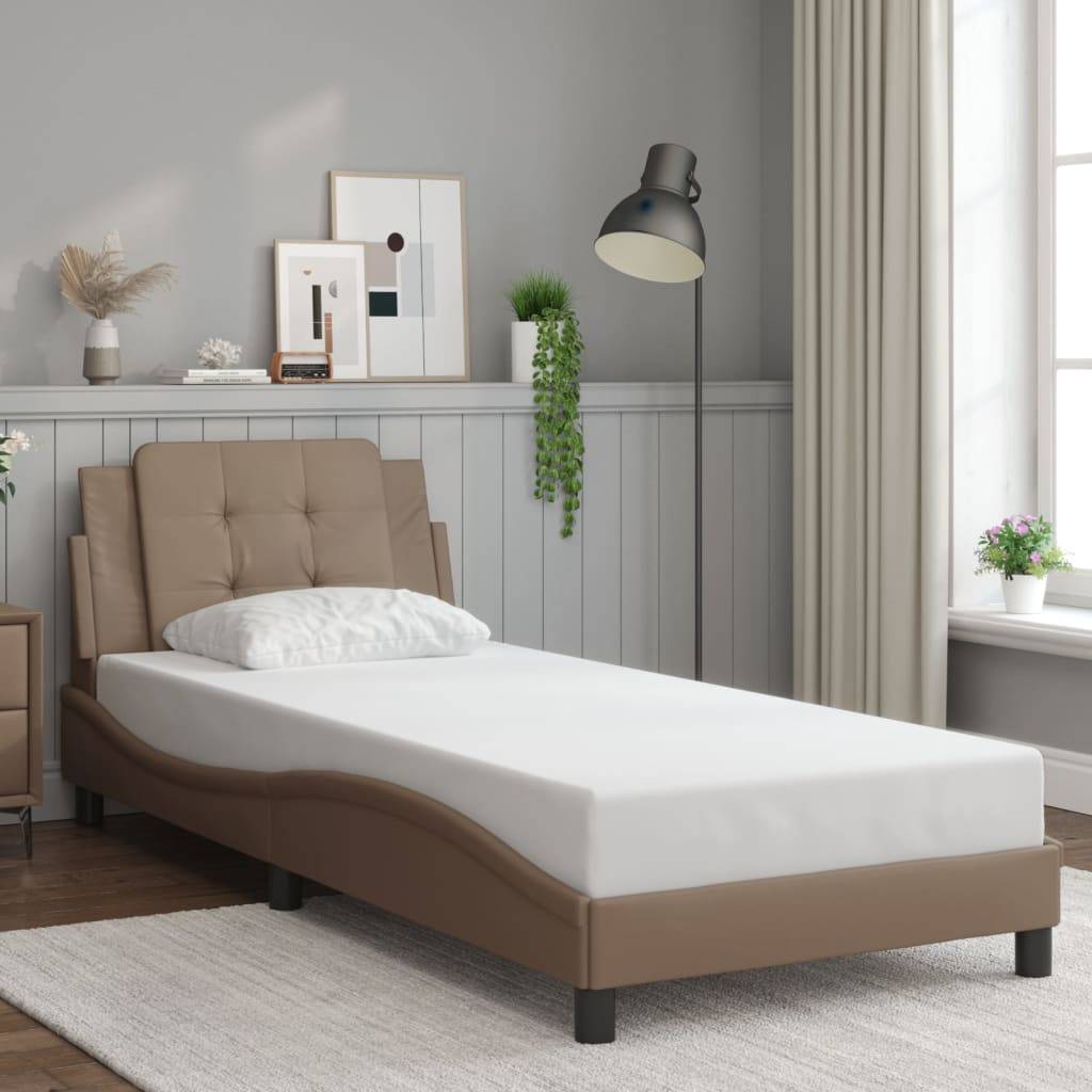 vidaXL Bettgestell mit LED ohne Matratze "Zadar" Cappuccino-Braun 80x200 cm Kunstleder